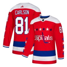 Adam Carlson Washington Capitals Adidas Men's Authentic Alternate Jersey - Red